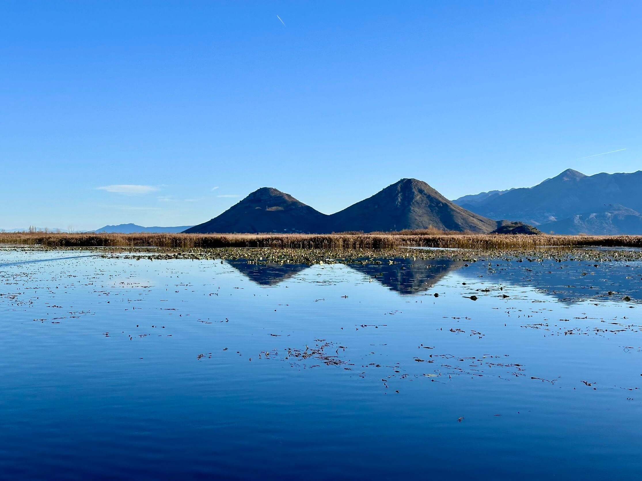 Lake Skadar and karst mountains in Montenegro